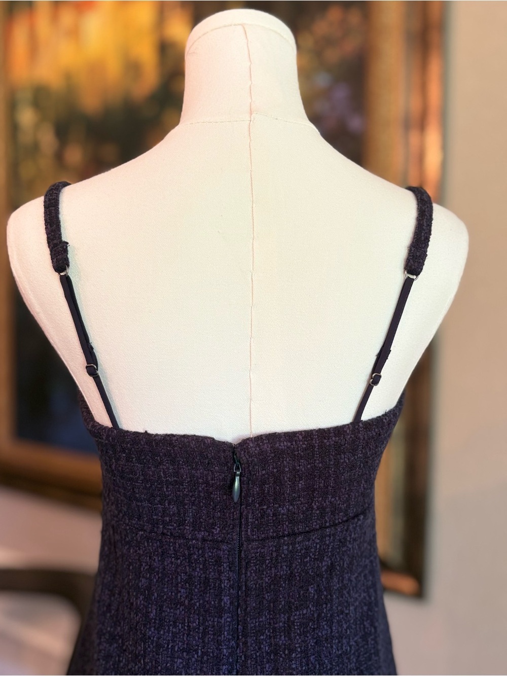 Abercrombie & Fitch Navy Tweed Mini Dress with Adjustable Straps Sz XS NWOT - Picture 5 of 10